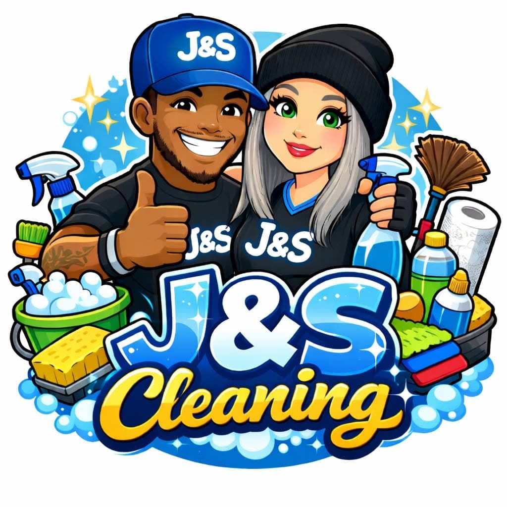 J&S Cleaning’s illustrated husband-and-wife brand mark